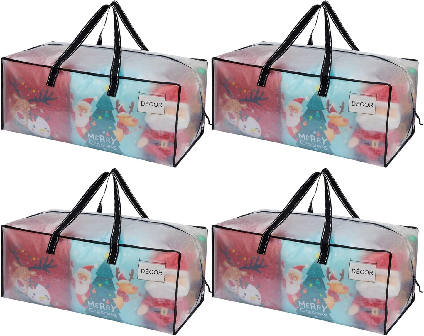 VENO 4 Pack Moving Bags Extra Large Storage Bags for College Move-In, Heavy-Duty Storage Totes, Packing Boxes, and Wardrobe Moving Supplies - Durable Laundry Bags for Clothes (Clear, 4 Pack)