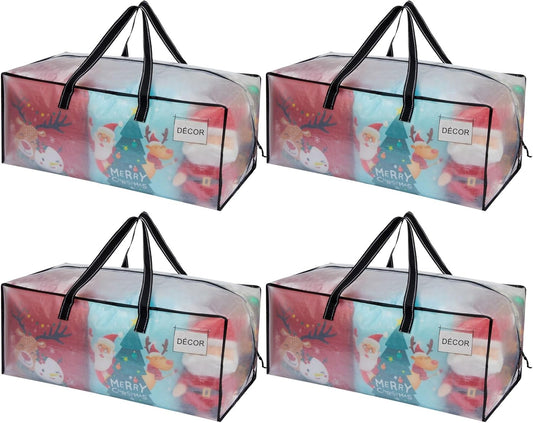 VENO 4 Pack Moving Bags Extra Large Storage Bags for College Move-In, Heavy-Duty Storage Totes, Packing Boxes, and Wardrobe Moving Supplies - Durable Laundry Bags for Clothes (Clear, 4 Pack)