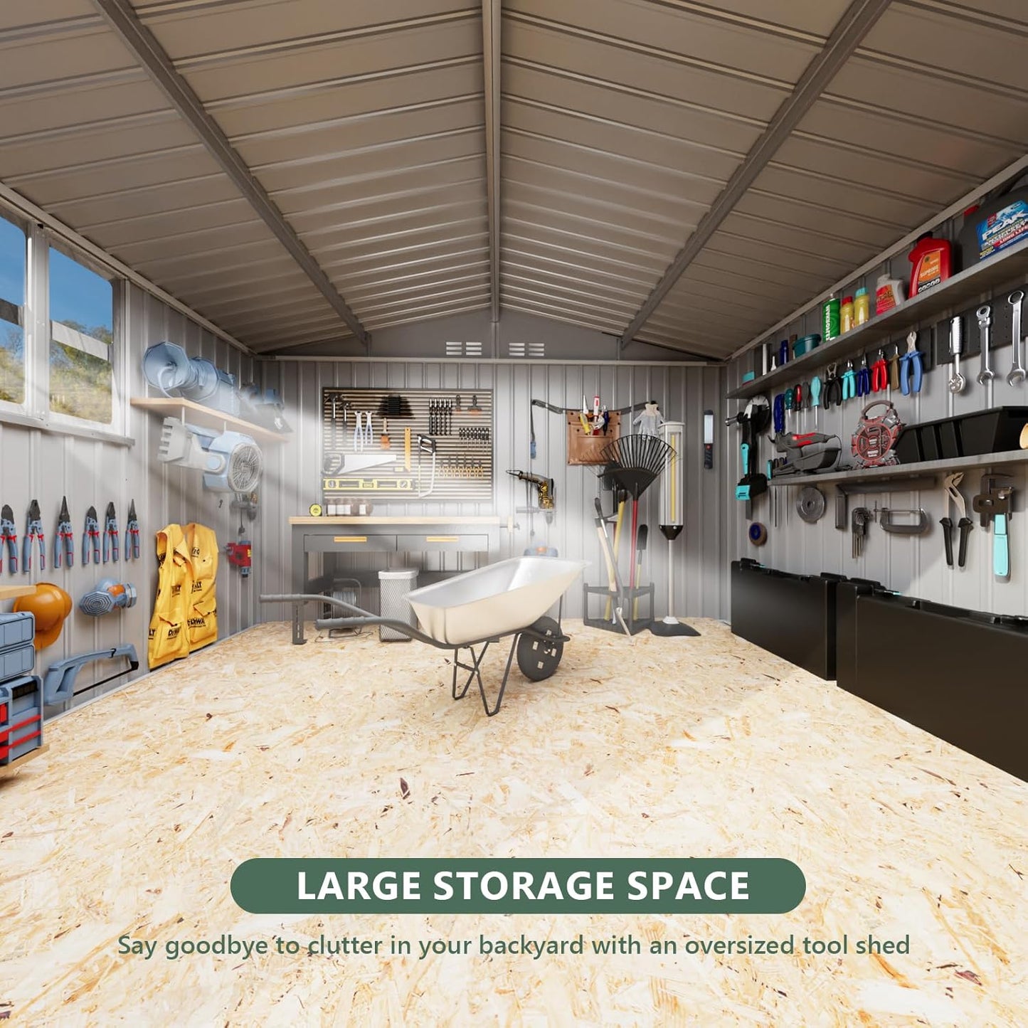 10x12 FTMetal Storage Shed, Outdoor Tool Sheds with Lockable Door & 1 Window, Large Heavy Duty Tool Sheds, Outside Waterproof Storage Building