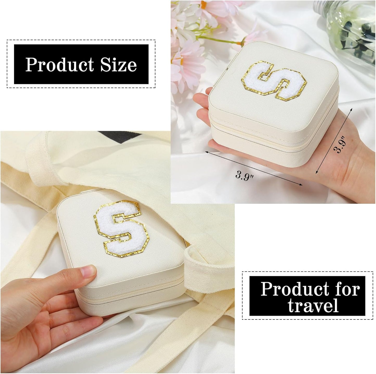 Parima Bridesmaid Gifts for Wedding Day | Unique Proposal Gifts | Travel Jewelry Case - Letter F, White