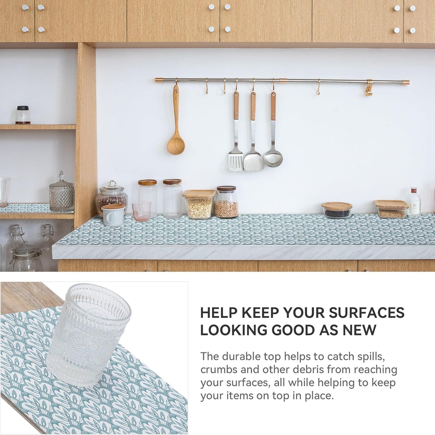 12" W x 120" L Floral Drawer and Shelf Liner for Cabinets, Non-Adhesive Strong Grip Non-Slip Flower Shelf Cabinet Kitchen Shelf Liners for Kitchen Cabinets