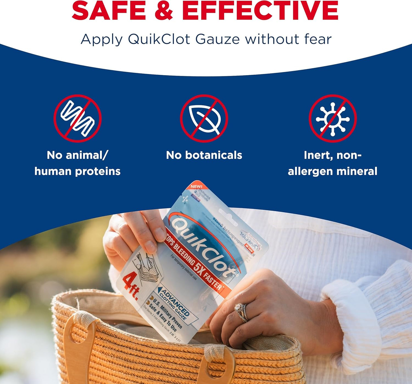 Adventure Medical Kits QuikClot Gauze - Flexible Hemostatic Medical Gauze for Emergency Survival or Disaster Preparedness Kits & More - Stops Bleeding Fast with Kaolin - 3" x 24" (2 Strips)