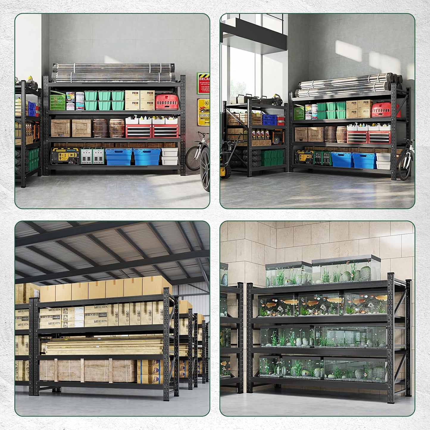 Letaya 68" W Storage Shelves Heavy Duty, 7000LBS Garage Shelving Units, 4 Tier Adjustable Utility Rack Shelf,Large Metal Industrial Shelves,for Shop,Warehouse,Basement (68" W x 24" D x 64" H)
