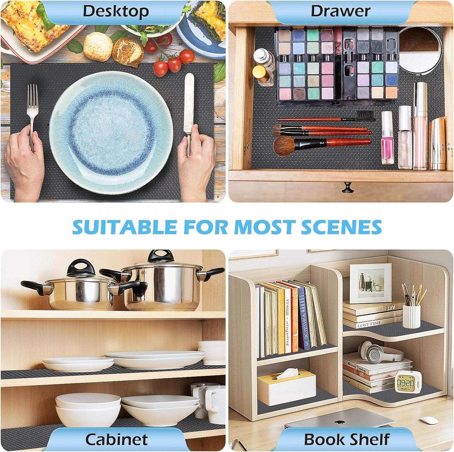 Drawer Liners, Waterproof Shelf Liner, Anti-Slip Non-Adhesive BPA Free Kitchen Cupboard Cabinet Liner Refridge Fridge Mats Sink Protector Strong Durable for Home (Grey/11.8in x 20Ft)