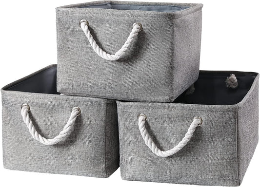 combocube 15.7 x 11.8 x 8.2 Inch Fabric Storage Bins for Shelves, Linen Storage Organizer Storage Basket with Ropes for Laundry, Home, Closet, Office, Clothes, Toys Organizer