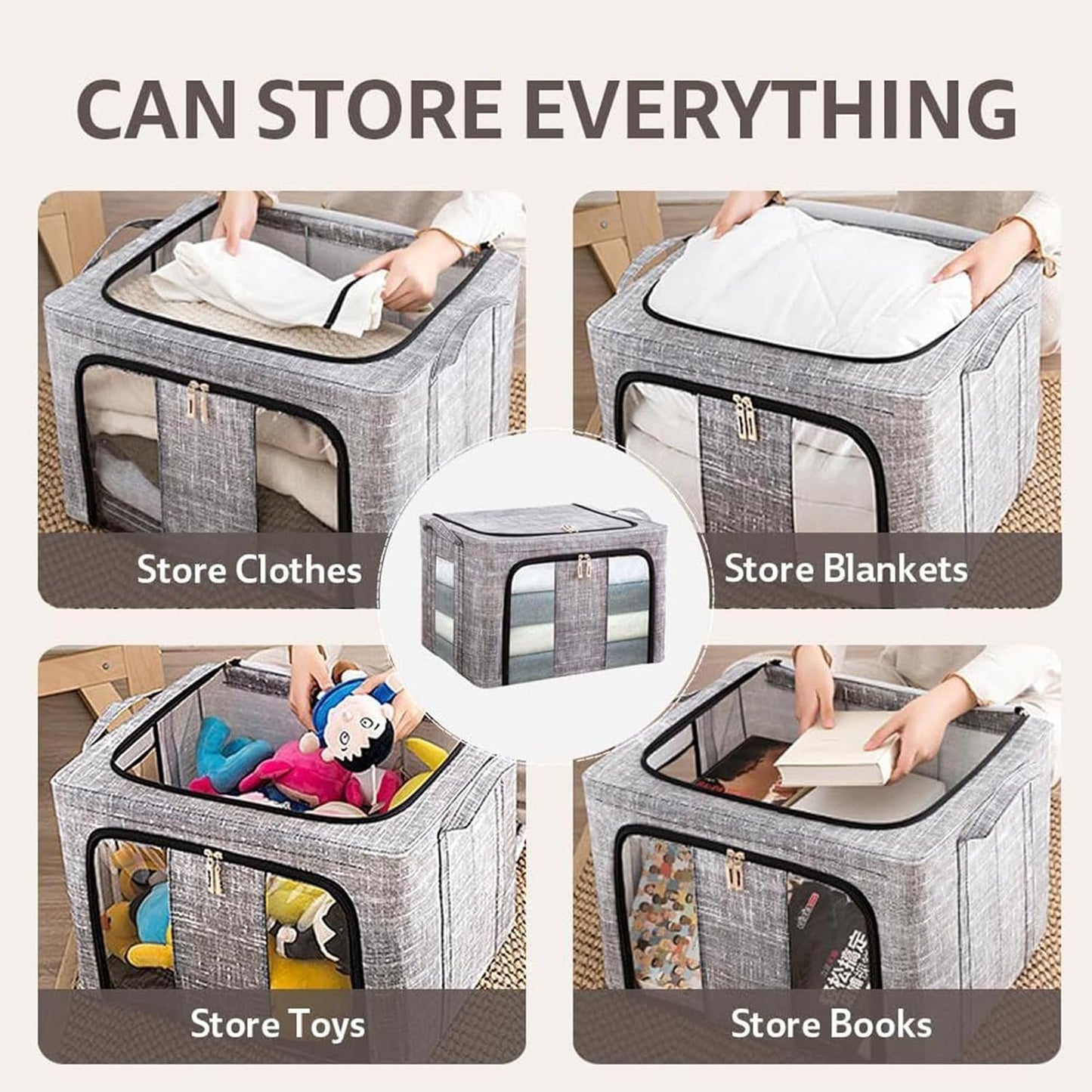 Storage Bins for Clothes,66L Waterproof Stackable Bag,Large Clothes Storage Bins with Lids | for Bedroom Home Apartment Closet Fabric Bed Sheets Comforter Toys Garment Organization