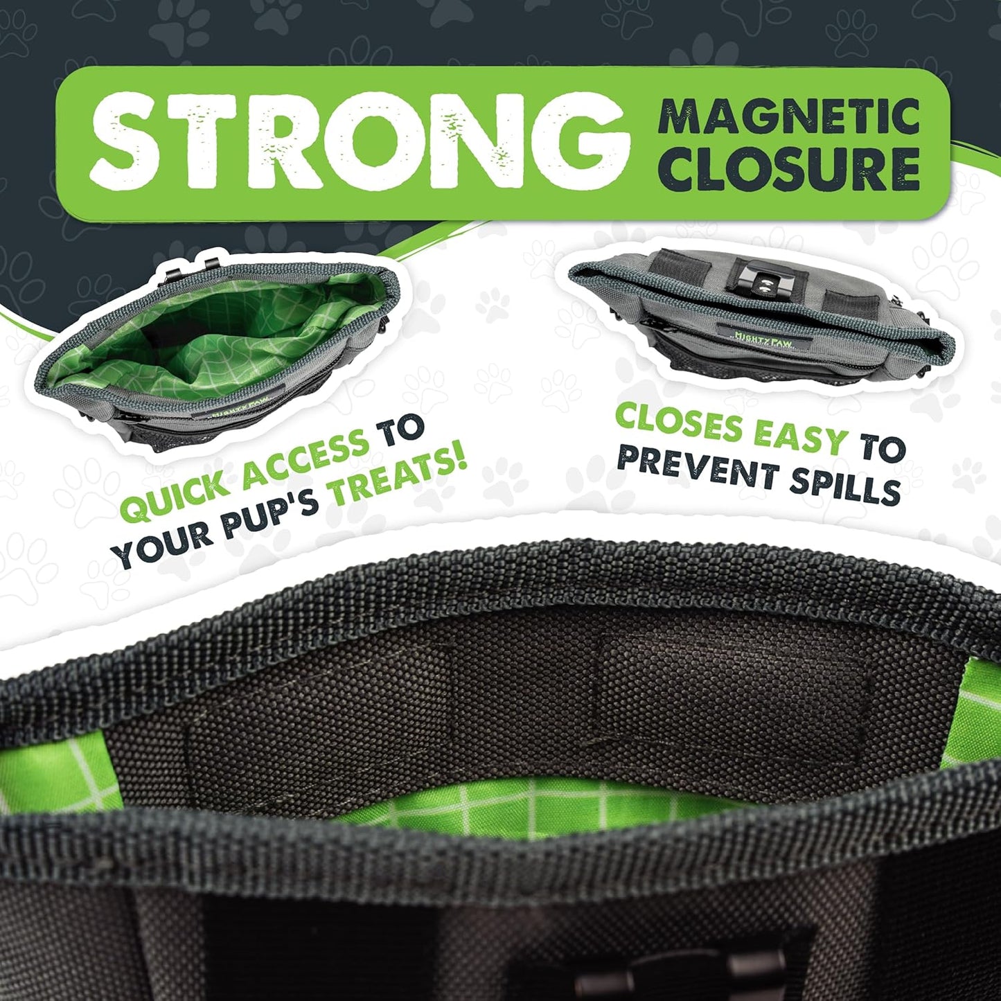 Mighty Paw Dog Treat Pouch | No Spill Magenetic Clasp - Hands-Free Pouches for Training - Pets Training Treat Pouches for Dog Walks - Pet Bags Pouch - Built in Poop Bag Holder
