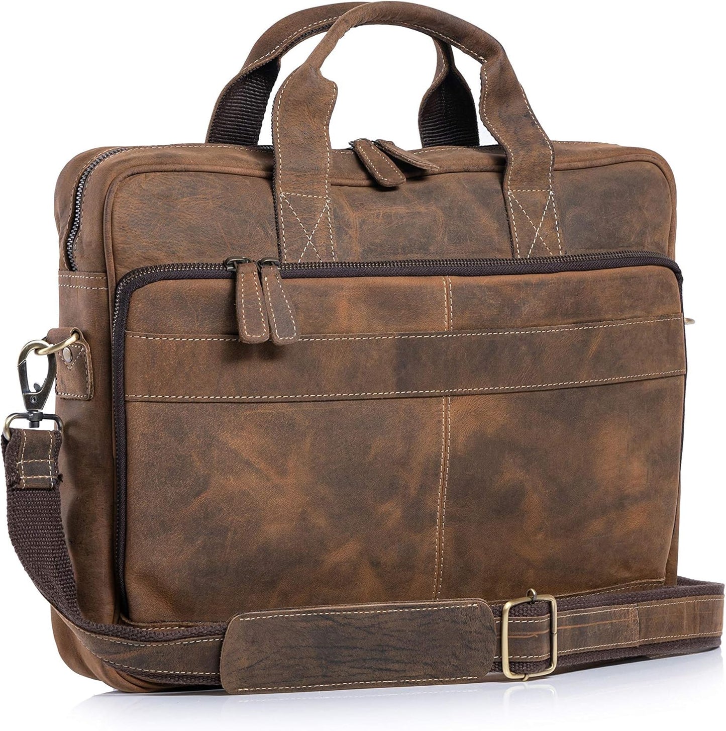 KomalC 16 Inch Leather briefcases Laptop Messenger Bags for Men and Women Best Office Satchel Bag
