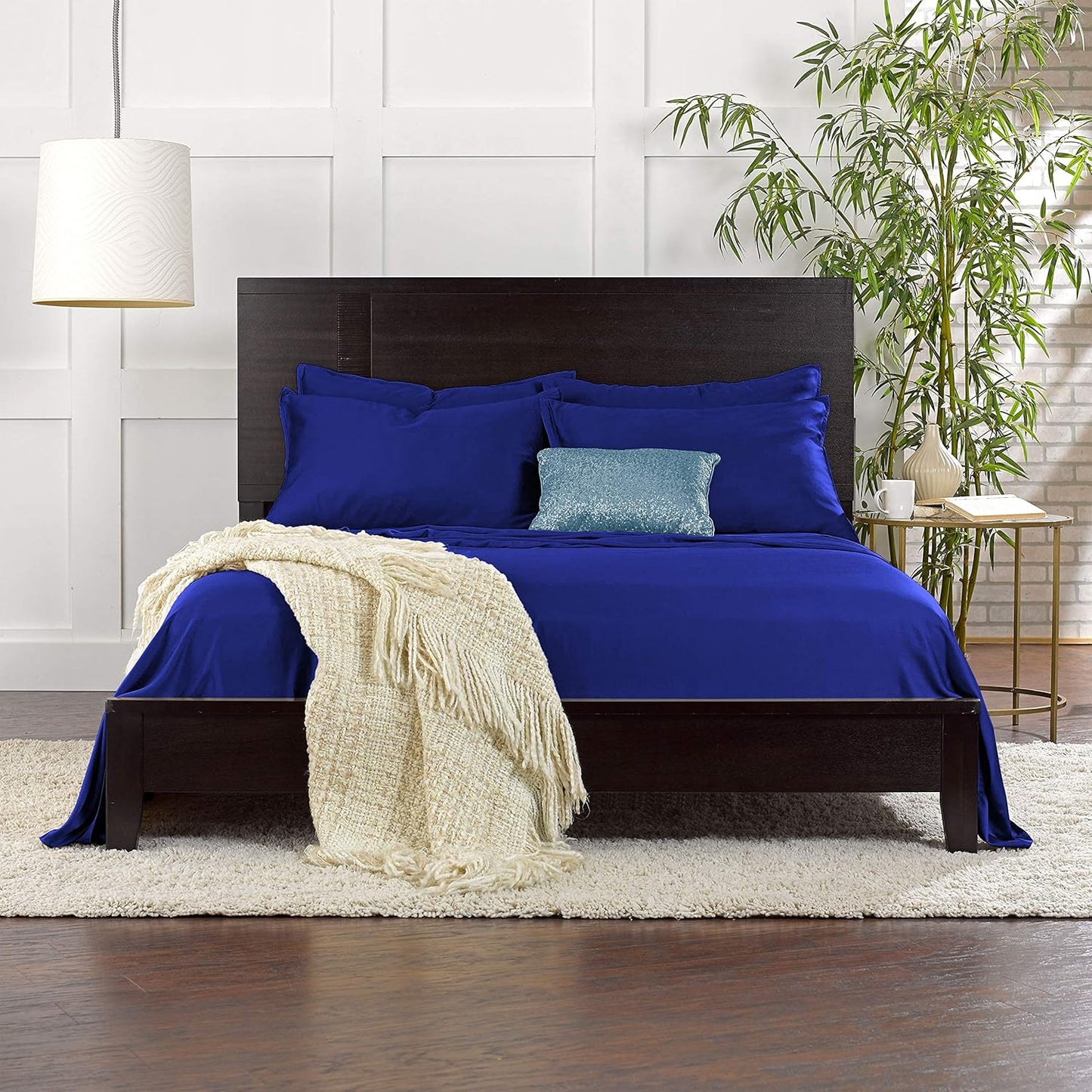 Queen Pillowcases by Pure Bamboo, Genuine 100% Organic Viscose Derived from Bamboo, Luxuriously Soft & Cooling, Double Stitching, Envelope Closure (2 Queen Pillowcases, Cobalt Blue)