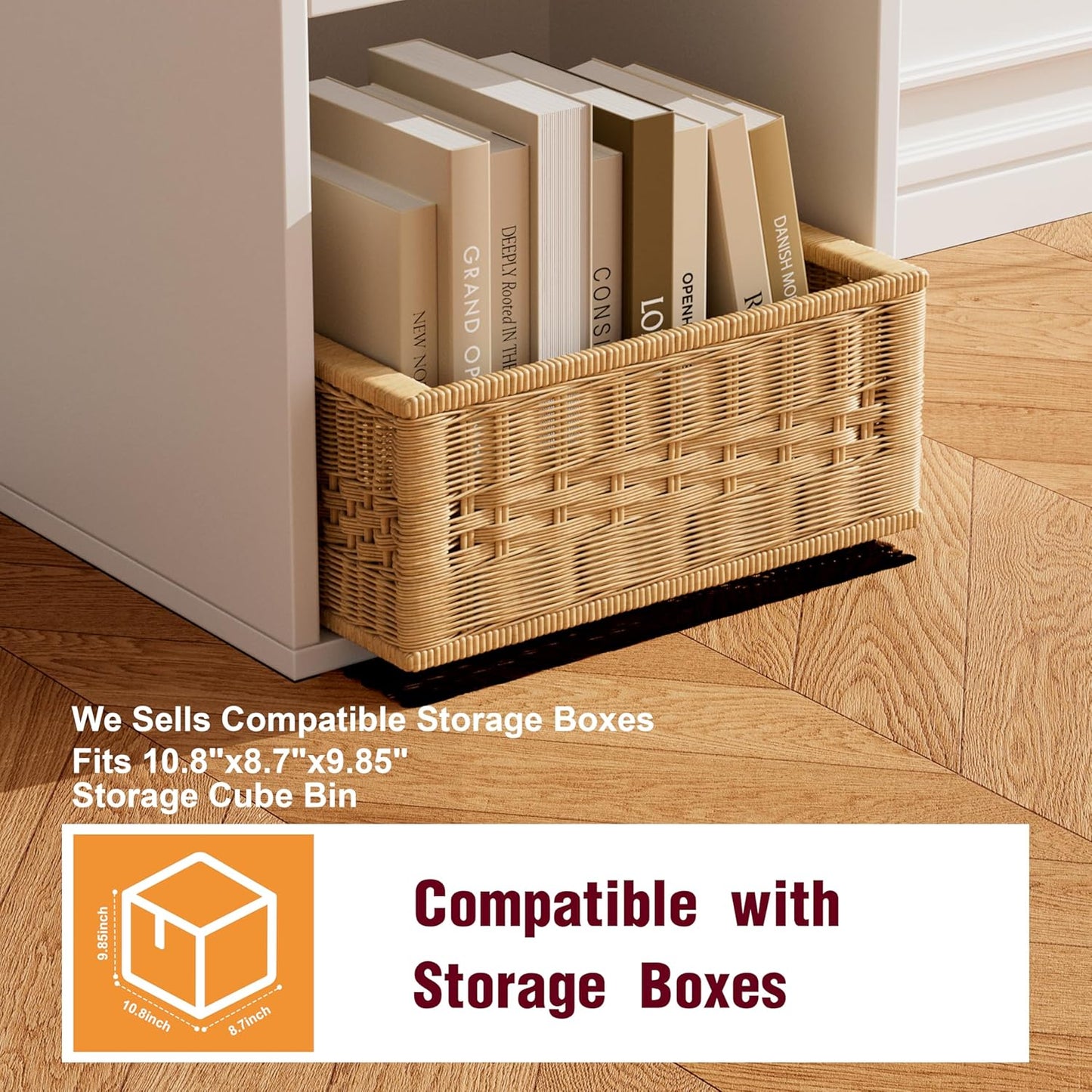 Book Shelf, Wooden Cube Storage Organizer with 11" Open Cubes, Stackable Modular Bookcase for Room Divider Storage, 2 Tier Bookshelf for Living Room, Bedroom, Office (White, 5-Cube)