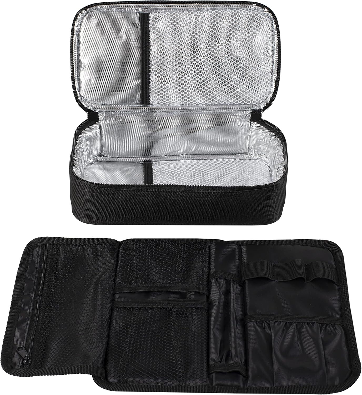 ALLCAMP Insulin Cooler Travel Case for Diabetic Organize Medication with 4 Ice Packs Black(9X 4.72x 3.14 inches)
