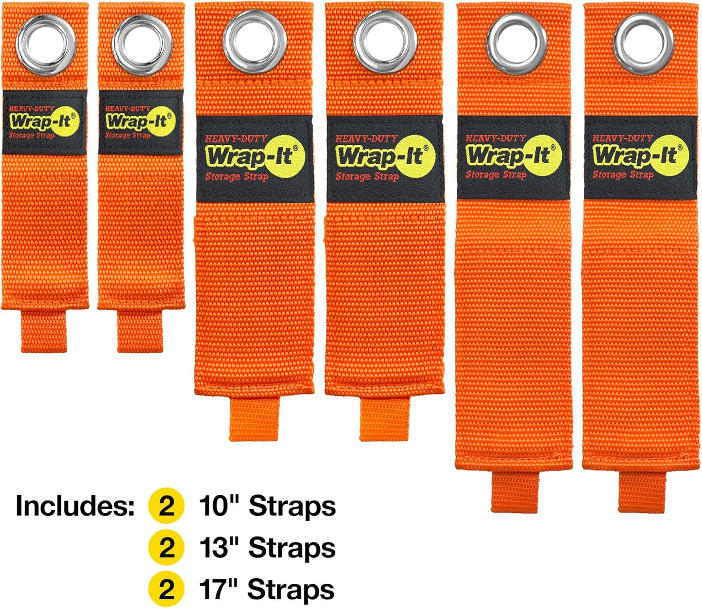 Heavy-Duty Wrap-It Storage Straps (Assorted 6-Pack), Blaze Orange - Garage Organizer and Extension Cord Hanger and Electric Cord Organizers for Garage Gadgets