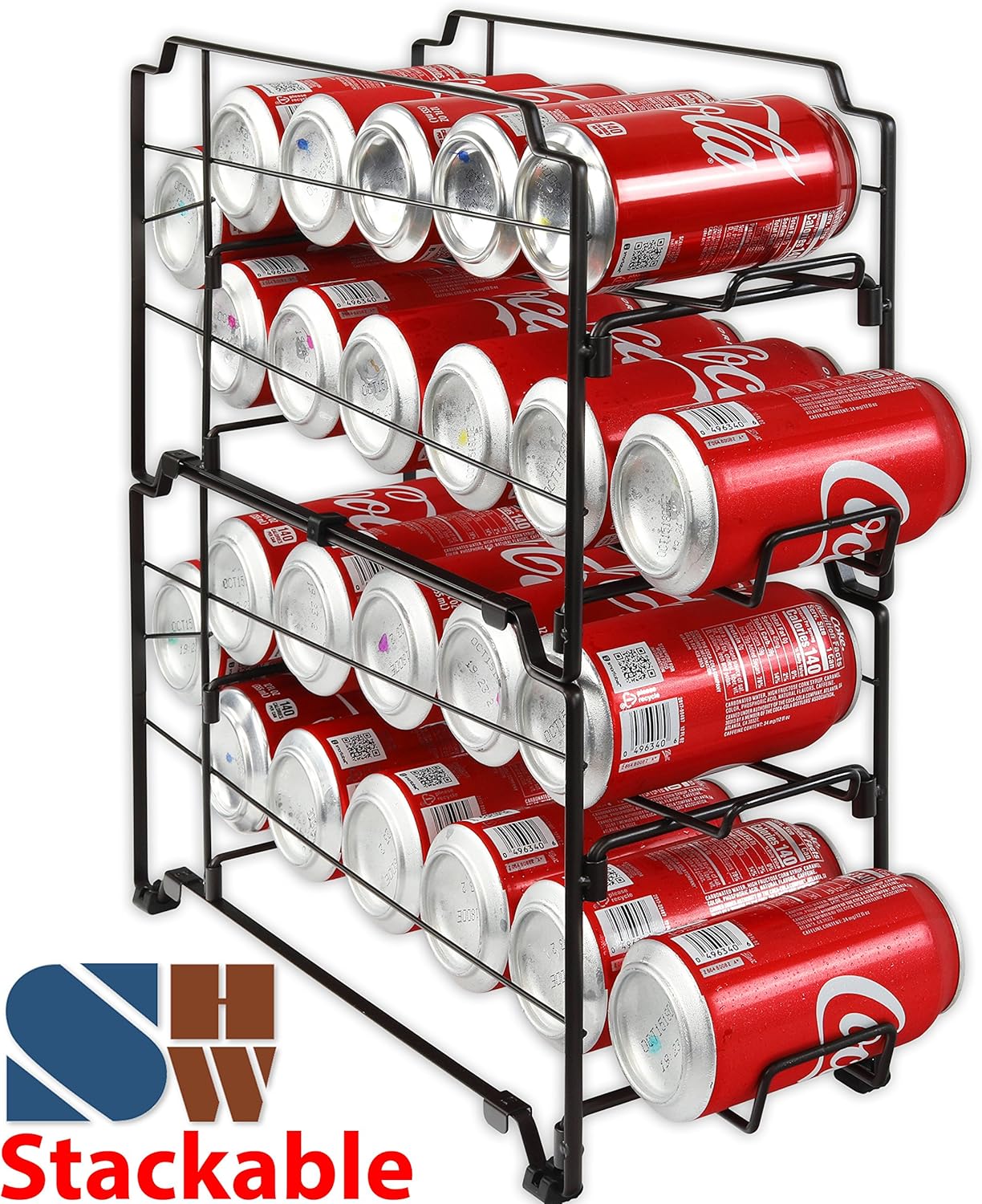 Simple Houseware Stackable Beverage Soda Can Dispenser Organizer Rack, Bronze - 2 Pack