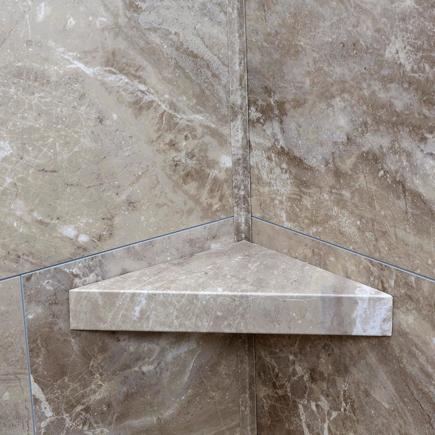 Palisade Vinyl Waterproof Corner Shower Shelf in Venetian Marble