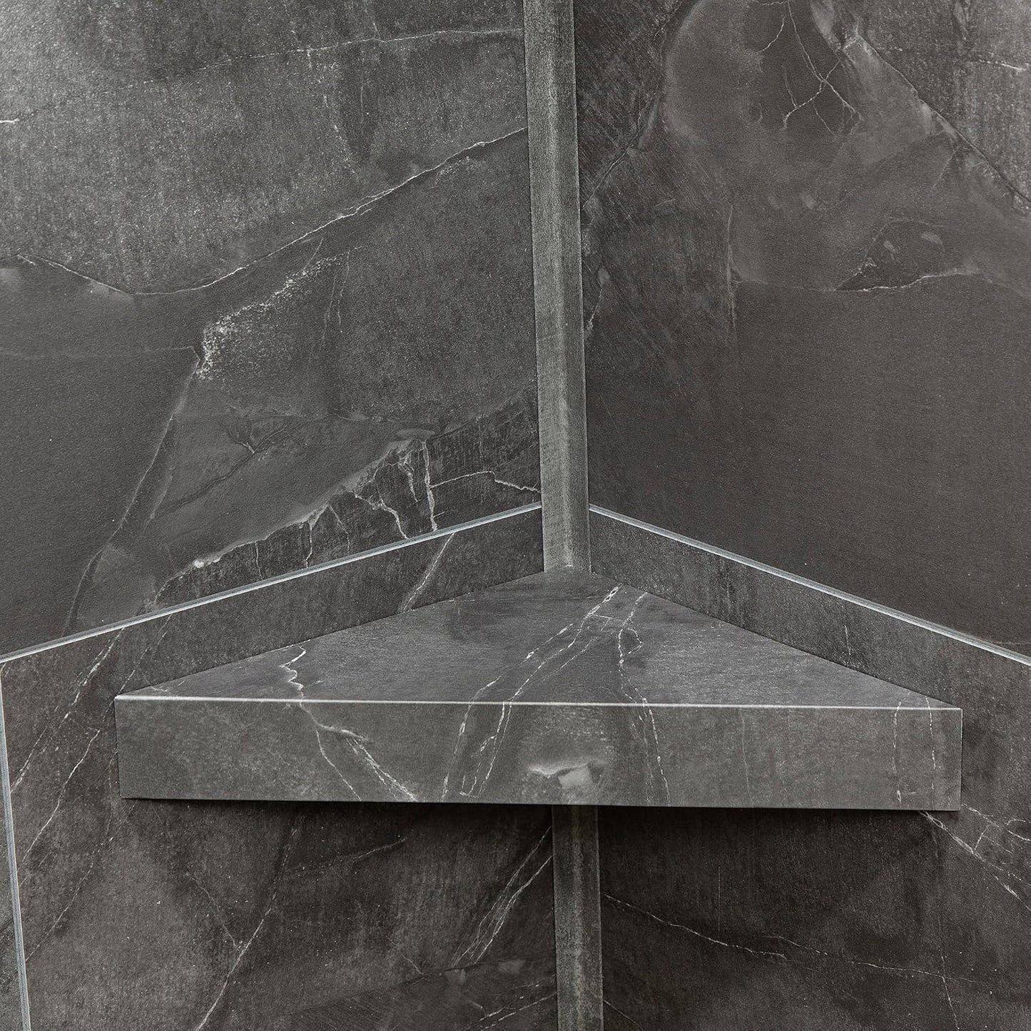 Palisade Vinyl Waterproof Corner Shower Shelf in Cracked Slate/Urban Quarry