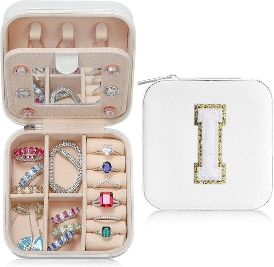Parima Women's Jewelry Organizer | Necklace, Earring, Ring Organizer | White Travel Gift - Letter I