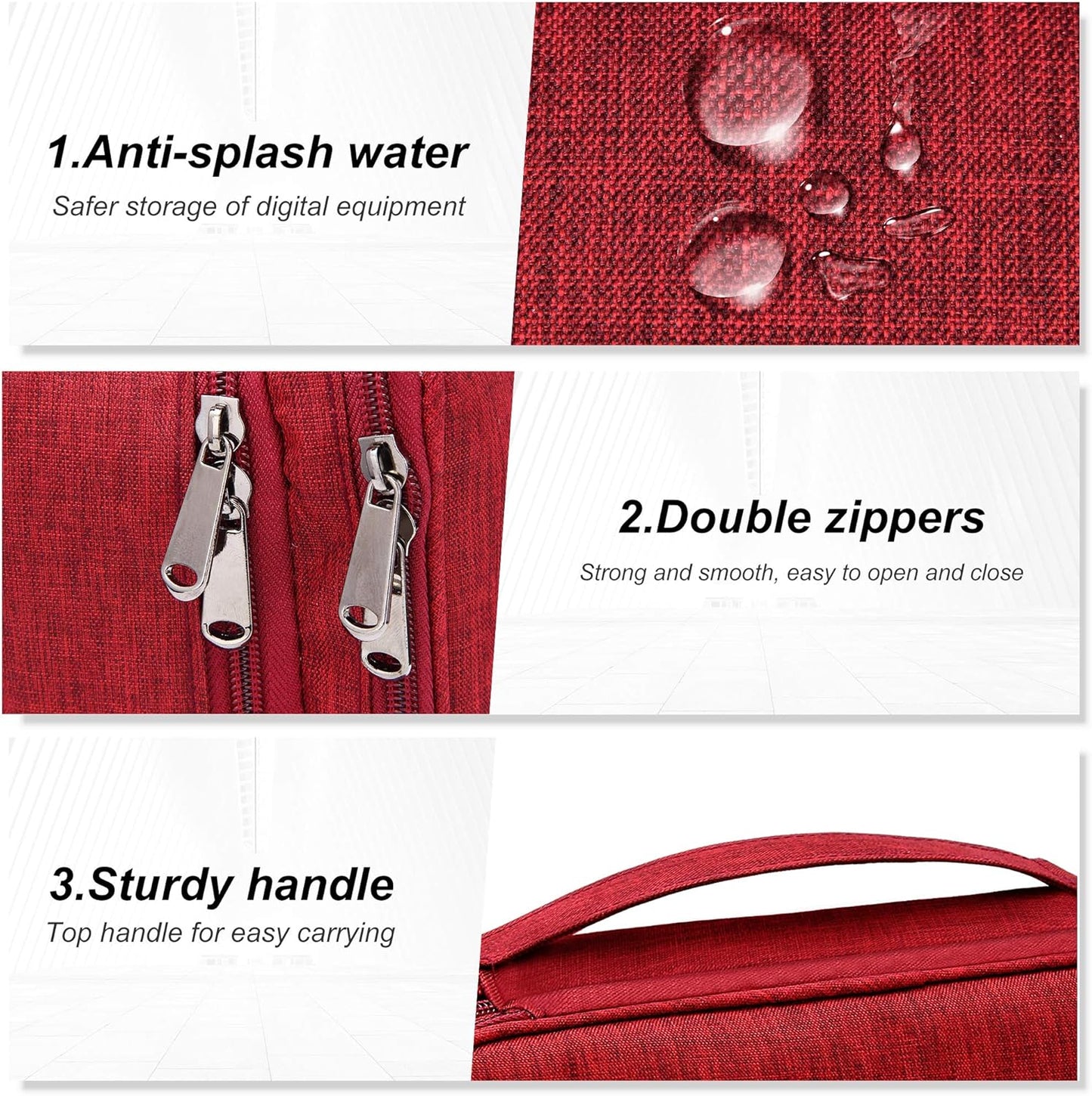 SELLYFELLY Electronic Bag Travel Cable Accessories Bag Waterproof Double Layer Electronics Organizer Portable Storage Case for Cable, Cord, Charger, Phone, Adapter, Power Bank, Kindle, Hard Drives