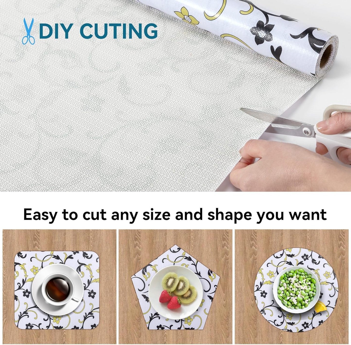 12" W x 120" L Floral Drawer and Shelf Liner for Cabinets, Non-Adhesive Strong Grip Non-Slip Flower Shelf Cabinet Kitchen Shelf Liners for Kitchen Cabinets