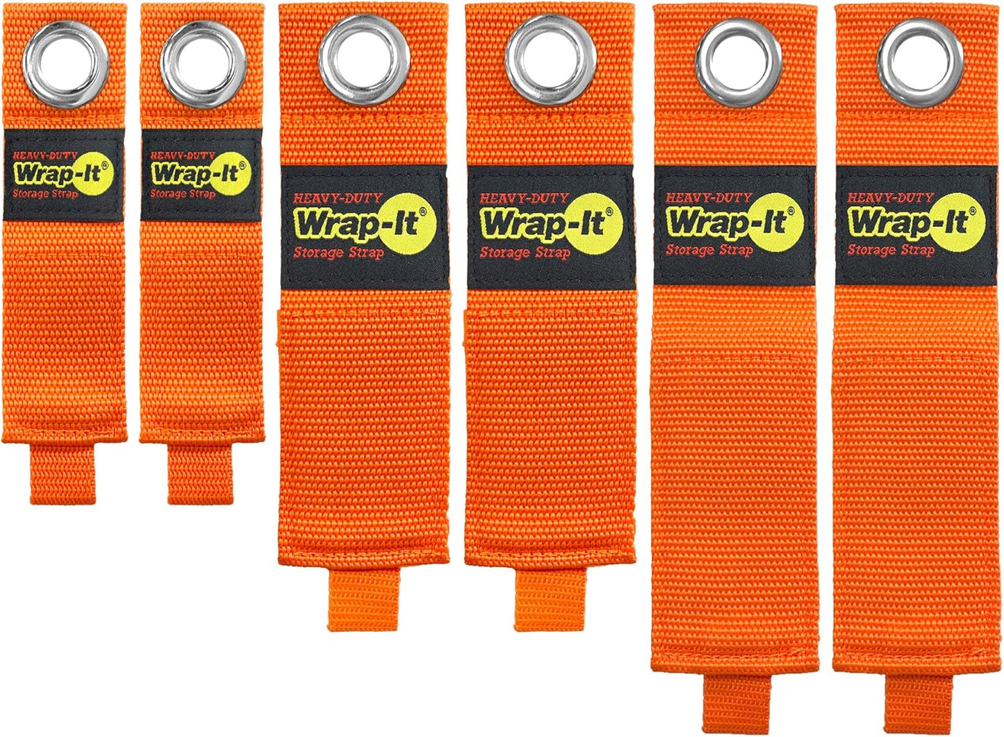 Heavy-Duty Wrap-It Storage Straps (Assorted 6-Pack), Blaze Orange - Garage Organizer and Extension Cord Hanger and Electric Cord Organizers for Garage Gadgets