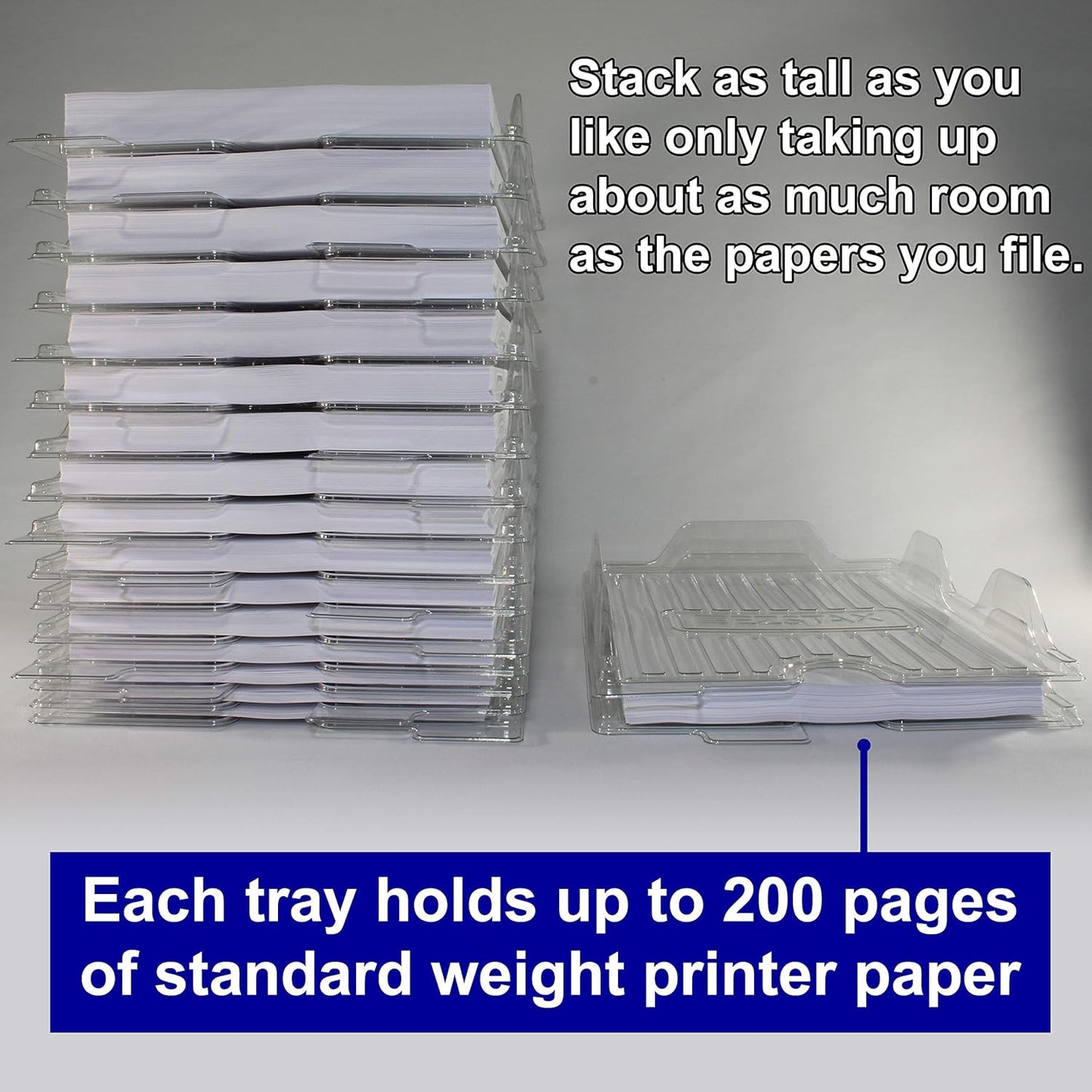 File Organizers - Letter Size, Stackable Trays for Desk - for Office Files, Mail, Documents - 12 Pack, Clear