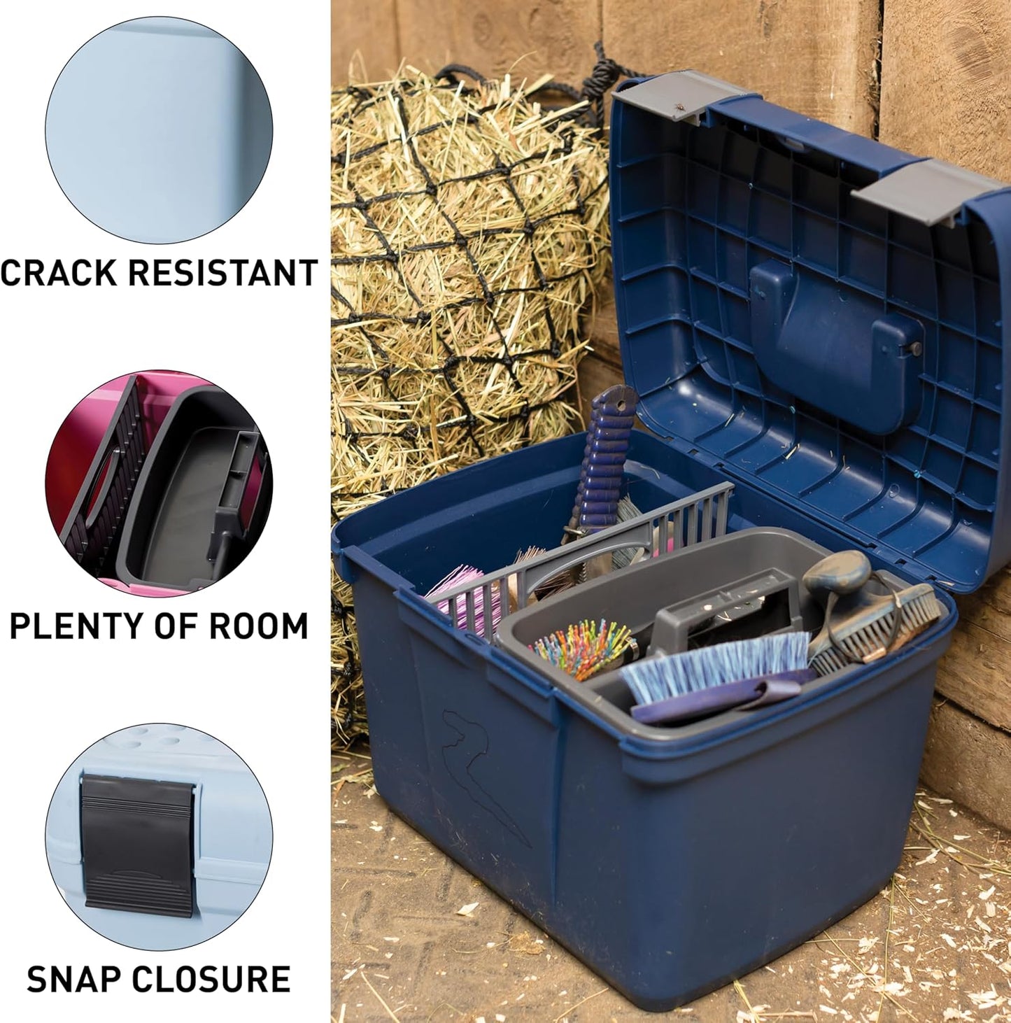 HORZE Smart Grooming Box for Horses, Dogs, Cats with Removable Tray | Non-Slip, Crack Resistant | 16" x 12" x 12" - Wild Rose Pink - One Size