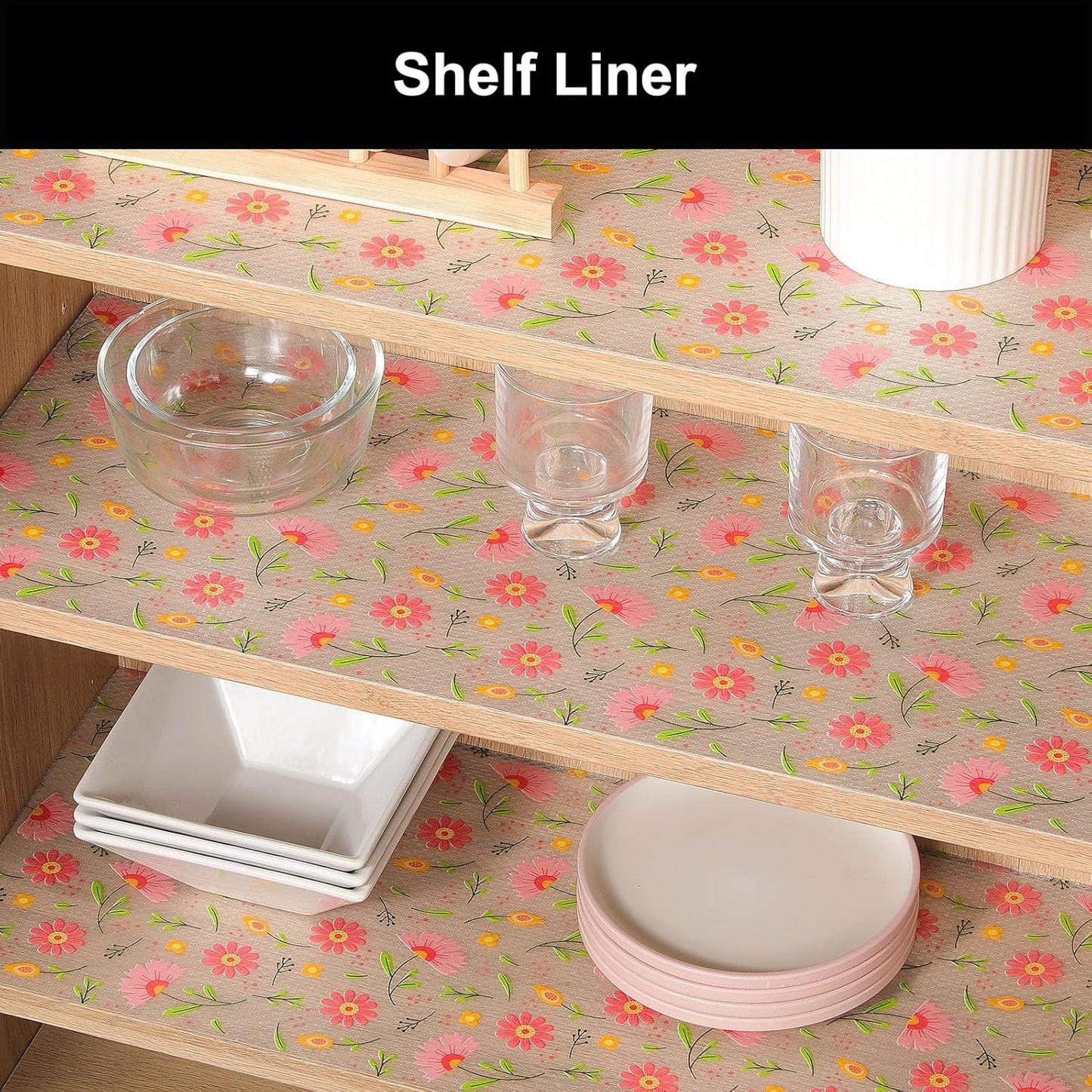 Cooyes Shelf Liner – Premium Non-Adhesive Cabinet & Drawer Liner for Kitchen – Waterproof Shelf Paper with Modern Pattern – Durable EVA Cabinet Mat – Easy to Cut (23.6" W x 118" L)