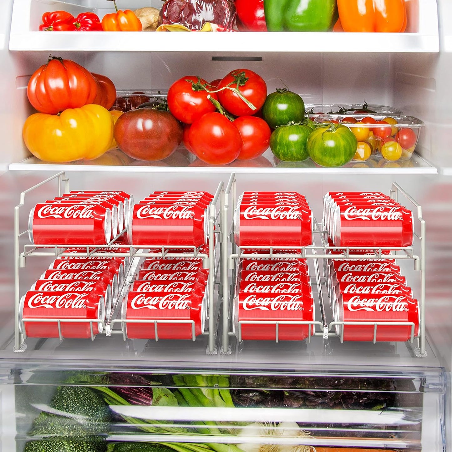 Simple Houseware Dual Row Front Loading Stackable Can Dispenser, White