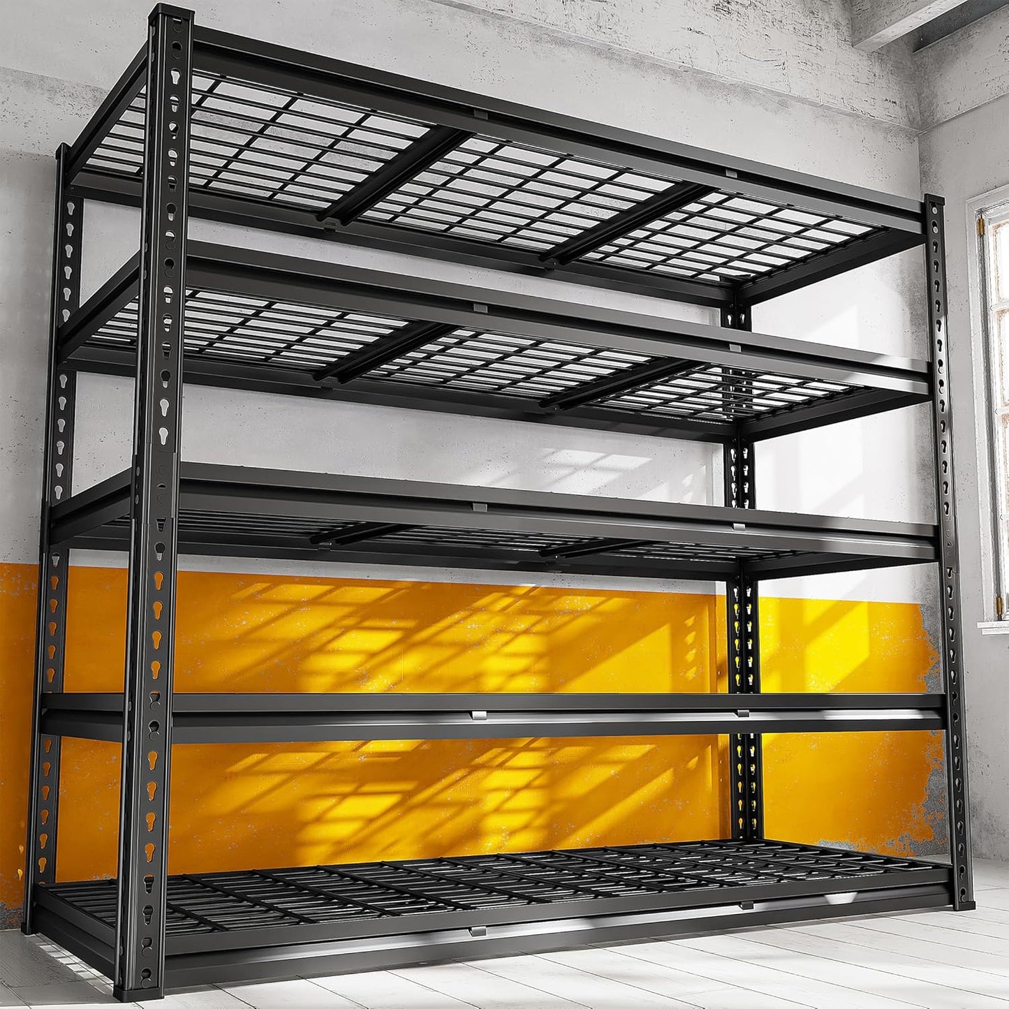 REIBII 3050LBS Garage Shelving Storage Shelves Heavy Duty 5-Tier Adjustable Matel Shelving Easy Assembly Storage Shelf for Garage Basement Warehouse Pantry, 48.2" W X 24.1" D X 72.2" H