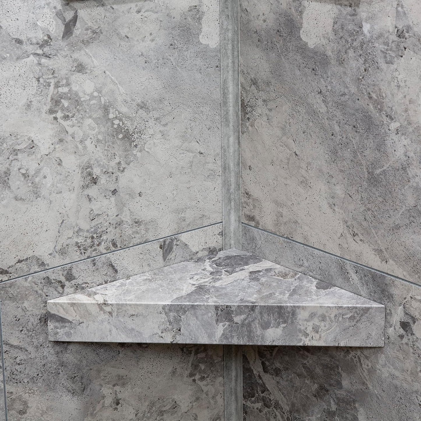 Palisade Vinyl Waterproof Corner Shower Shelf in Silver Lake
