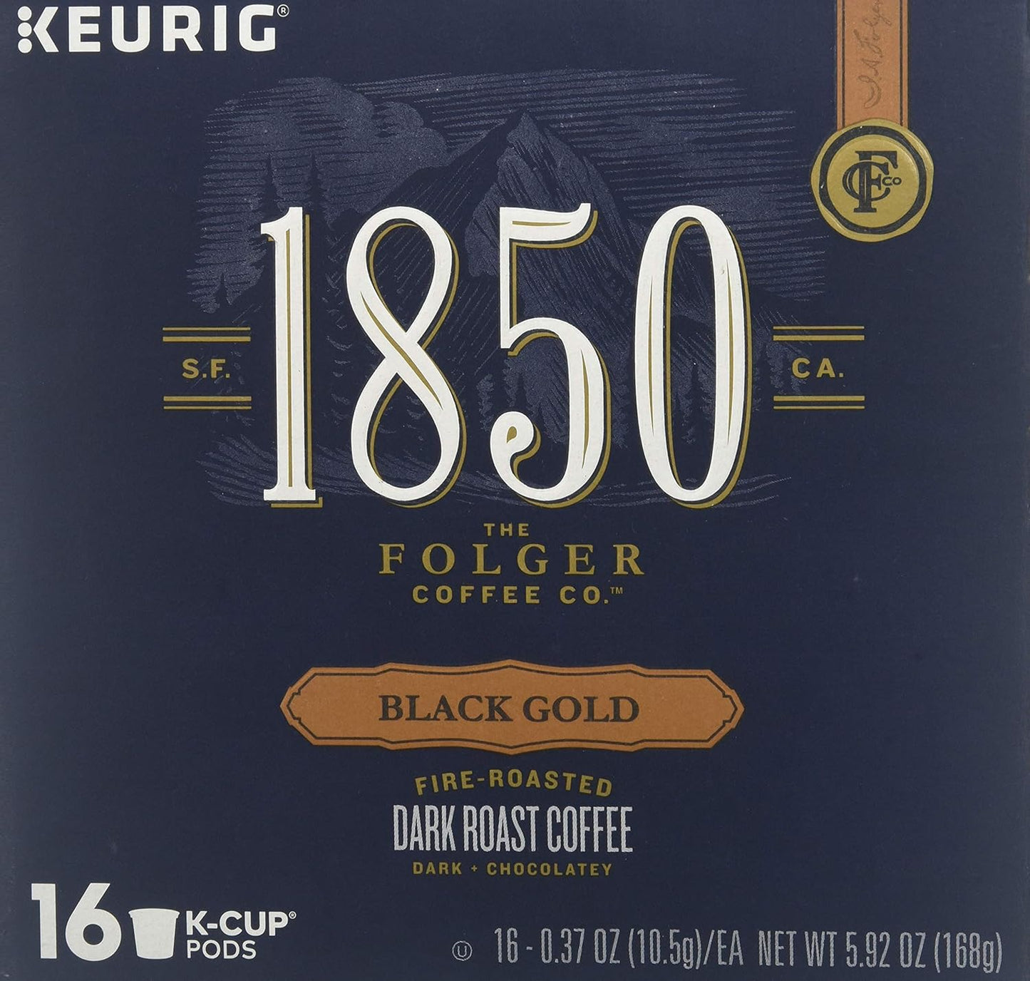 Folgers 1850 Black Gold Keurig K-Cups coffee 16 pods, pack of 1