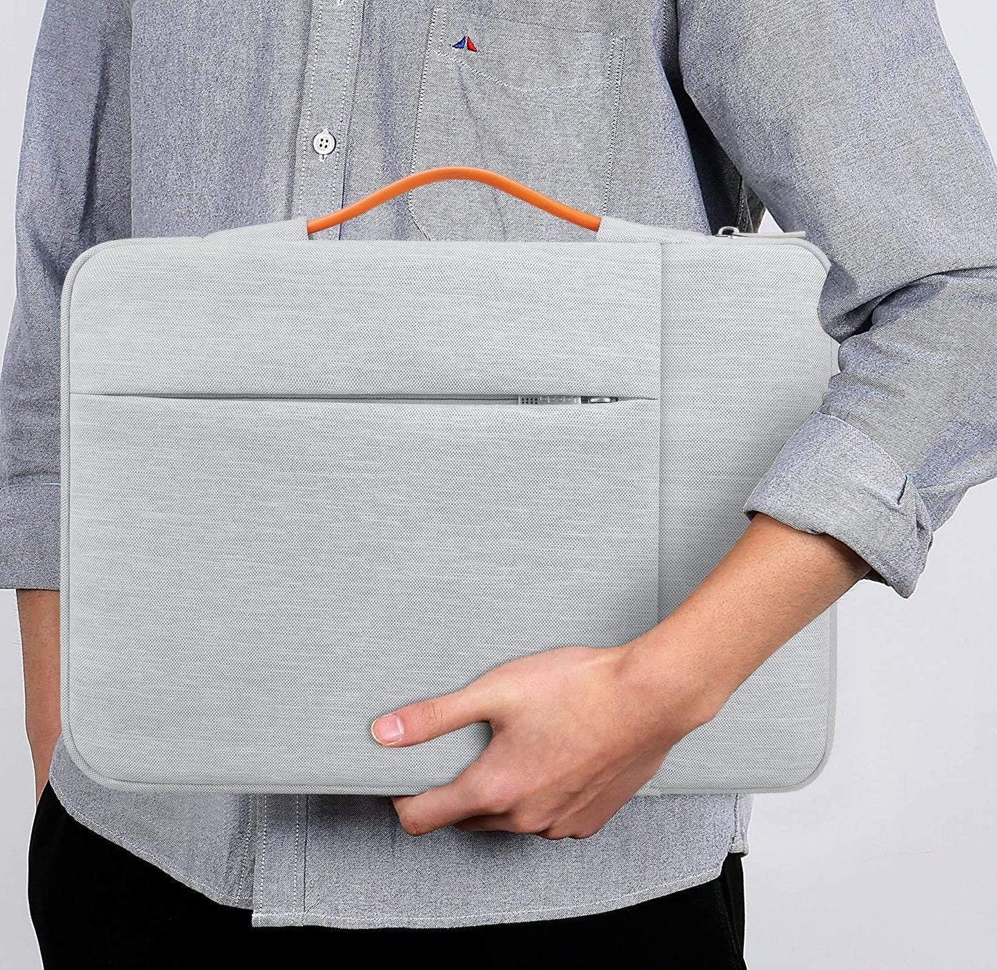 Lacdo 360° Protective Laptop Sleeve Case for 15 inch New MacBook Air M4 A3241 2025, M3 A3114, M2 A2941 2024-2023, 15 inch MacBook Pro A1990 A1707, Dell XPS 15 Plus Computer Bag, Water-Resistant, Gray