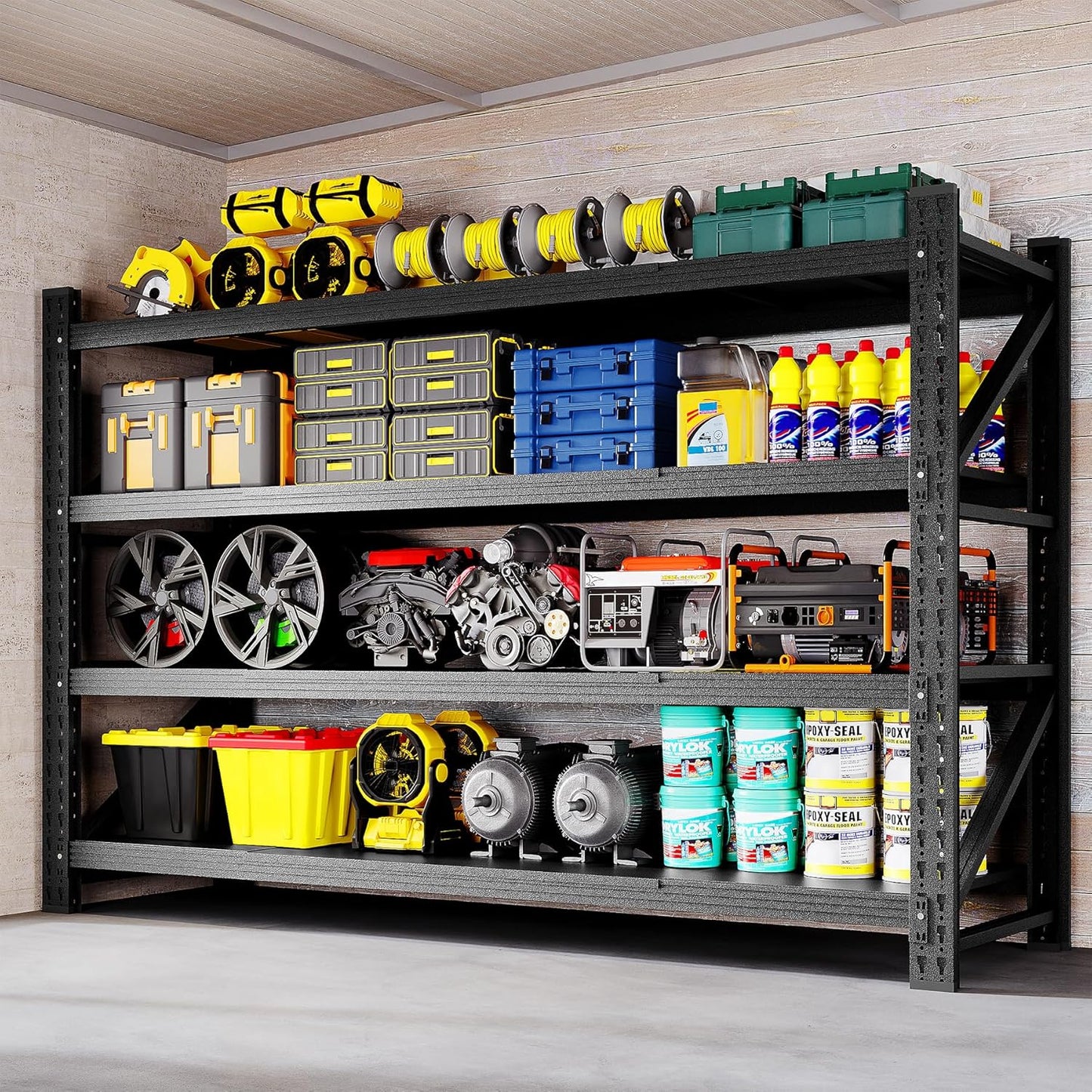 71" W Storage Shelves 5000lbs Garage Metal Shelving Heavy Duty Garage Shelves Adjustable Storage Shelves for Industrial, Factory,71" W X 24" D X 69" H