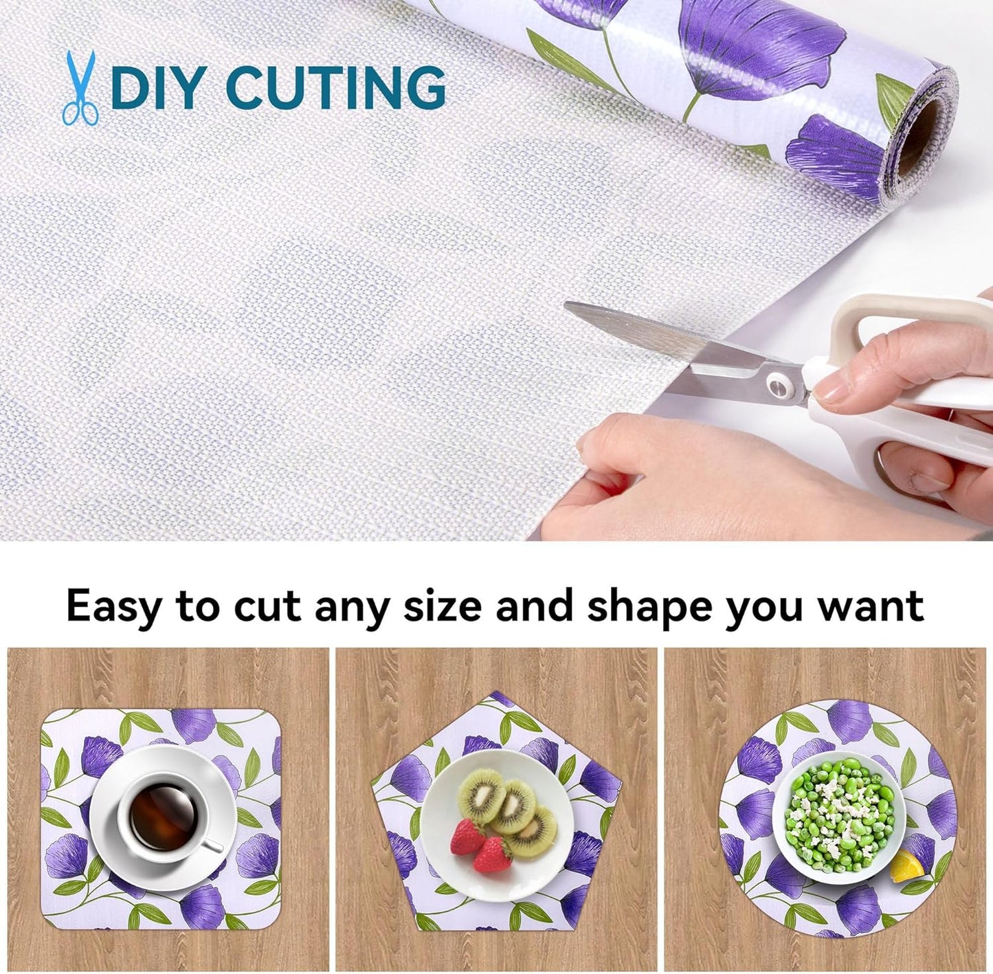 20" W x 360" L Floral Drawer and Shelf Liner for Cabinets, Non-Adhesive Strong Grip Non-Slip Flower Shelf Cabinet Kitchen Shelf Liners for Kitchen Cabinets