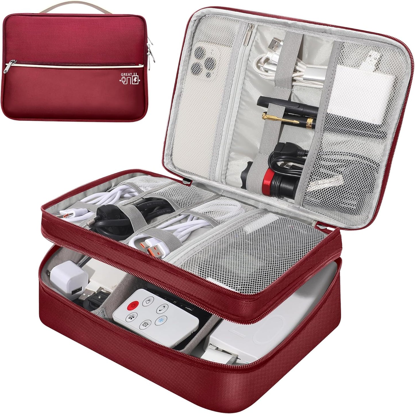 CILLA Electronic Organizer Travel Case, Travel Cord Organizer Case Portable Waterproof Cable Organizer Bag for Charger, Cord, USB, Power Bank, Earphone