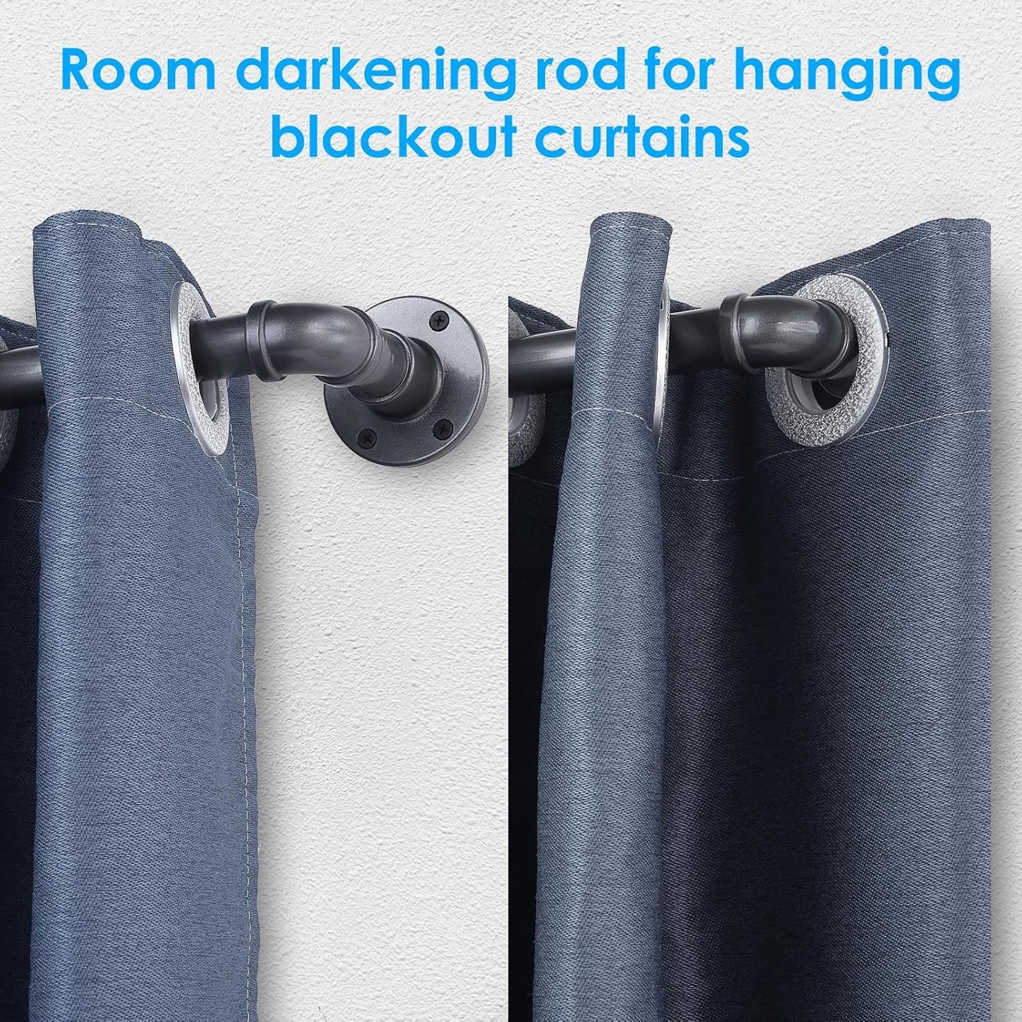Industrial Curtain Rod, Curtain Rods for Windows 28 to 48 Inch, Rustic Wrap Around Curtain Rod, Fits Blackout Curtain, Indoor and Outdoor, Size: 30-48 Inch