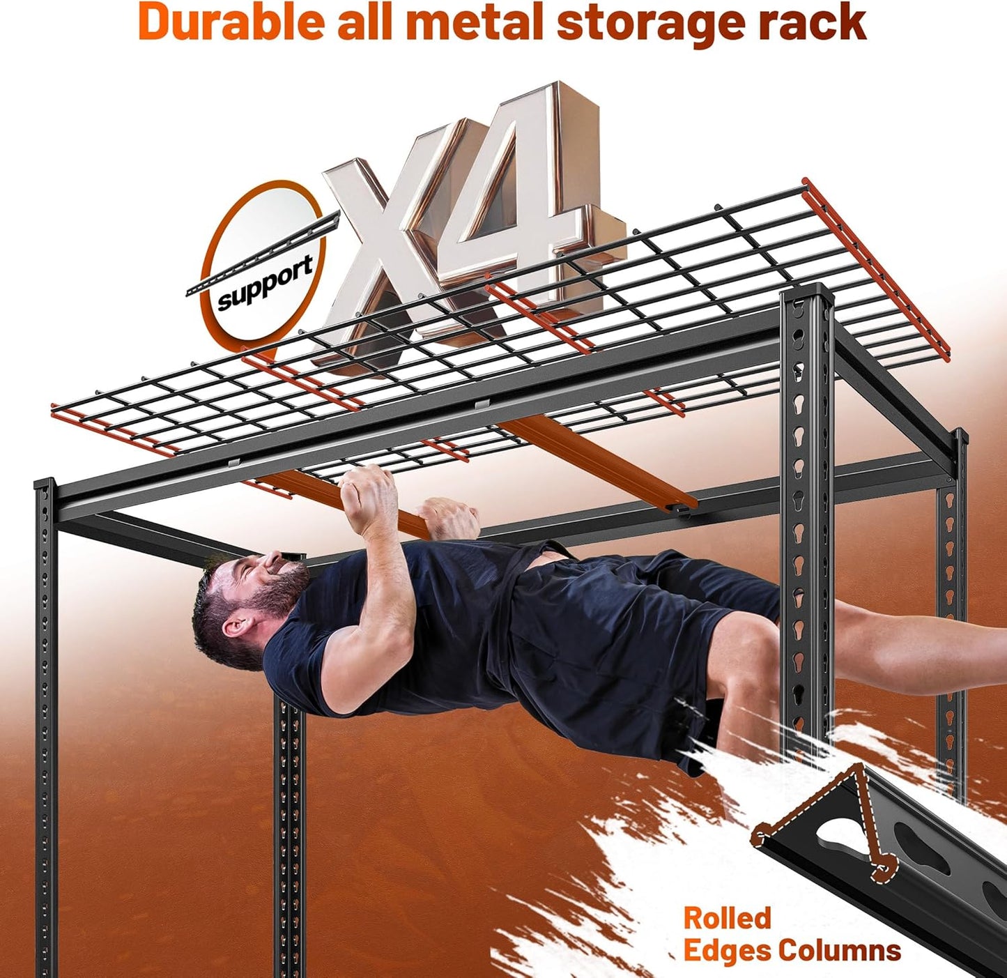 REIBII 48" W Garage Shelving 3000LBS Metal Shelving Heavy Duty Storage Shelves Adjustable Metal Shelf 5 Tier Pantry Shelves for Warehouse Garage Basement Pantry 48" W x 24" D x 72" H