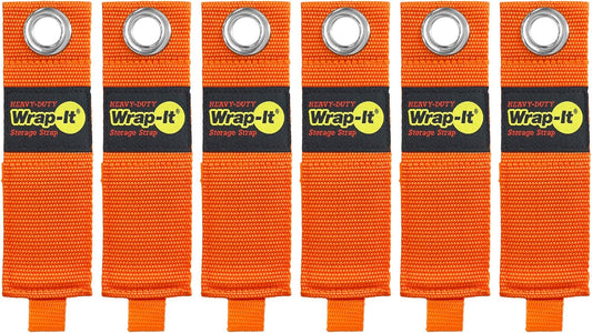 Heavy-Duty Wrap-It Storage Straps - 13-inch (6-Pack) Blaze Orange - Garage Organizer and Extension Cord Hanger for Garage Gadgets