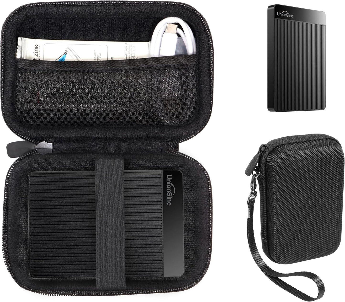 Getgear Portable Case Compatible with UnionSine Ultra Slim Portable External Hard Drive 1TB, 4TB, 750GB and All Others (Black)