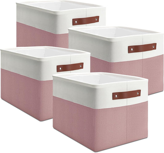 Basket Storage Toy, 4 Pack 15"x11"x9.5" Storage Bins for Cloth,Toy, Linen Fabric Basket with Handles for Home Decorative Organization