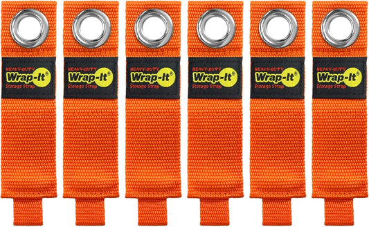 Heavy-Duty Wrap-It Storage Straps - 10-inch (6-Pack) Blaze Orange - Garage Organizer and Electric Cord Holder for Garage Essentials