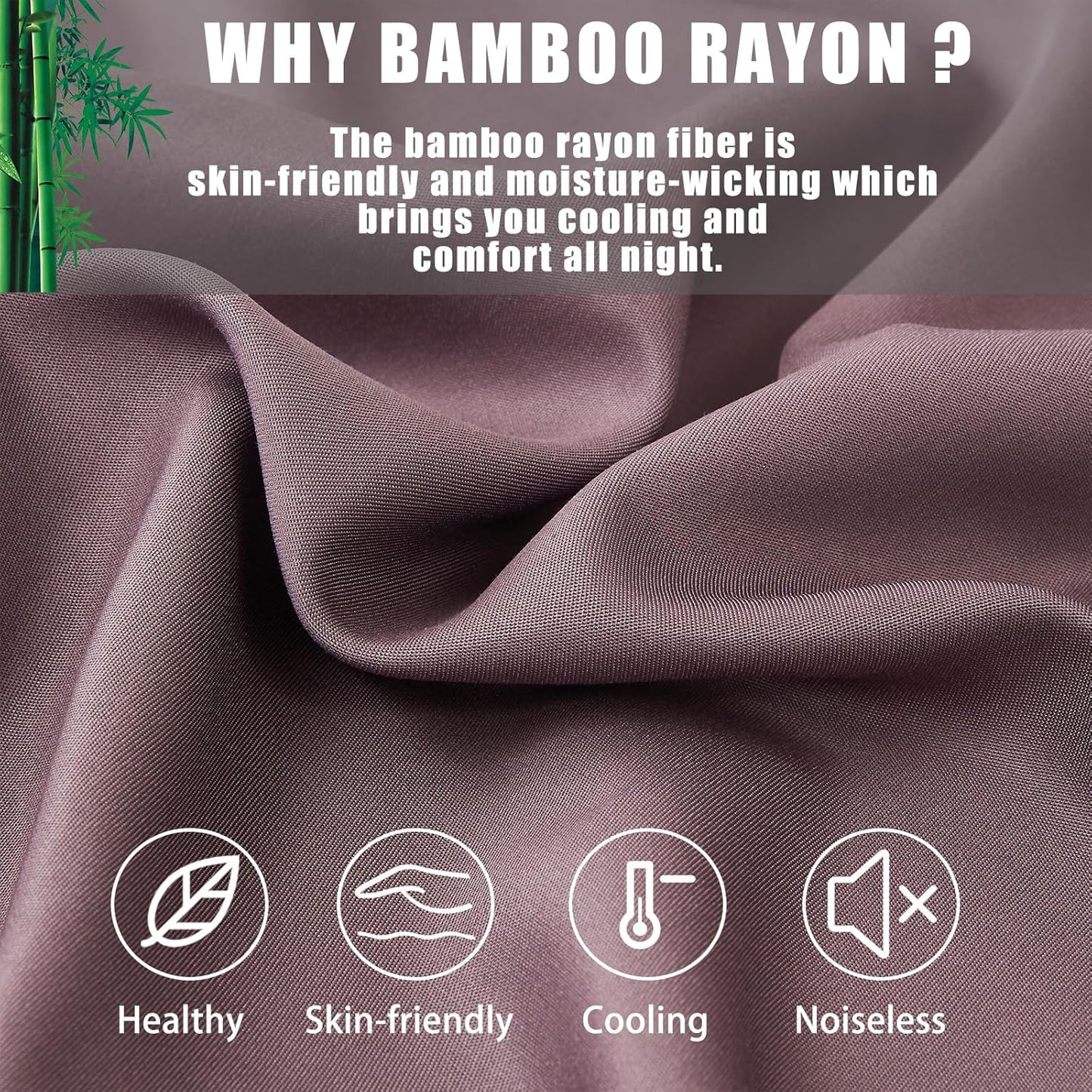 Pillow Cases Queen Size 2 Pack, Bamboo Rayon Cooling Pillowcases with Envelope Closure, Cool Breathable Pillow Case for Hot Sleepers & Night Sweats, 20x30 inches, Greish Purple