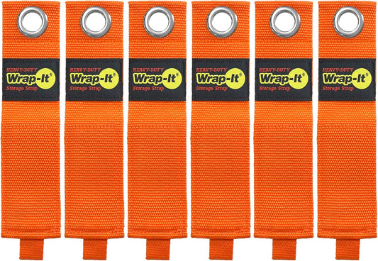 Heavy-Duty Wrap-It Storage Straps - 17-inch (6-Pack) Blaze Orange - Garage Organizer and Extension Cord Hanger for Garage Storage Ideas as an Electric Cord Holder with Garage Gadgets
