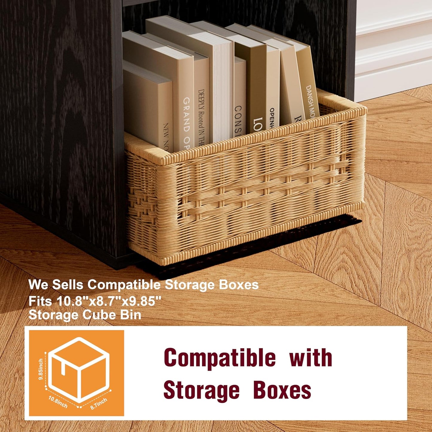 Book Shelf, Wooden Cube Storage Organizer with 11" Open Cubes, Stackable Modular Bookcase for Room Divider Storage, 2 Tier Bookshelf for Living Room, Bedroom, Office (Black, 6-Cube)