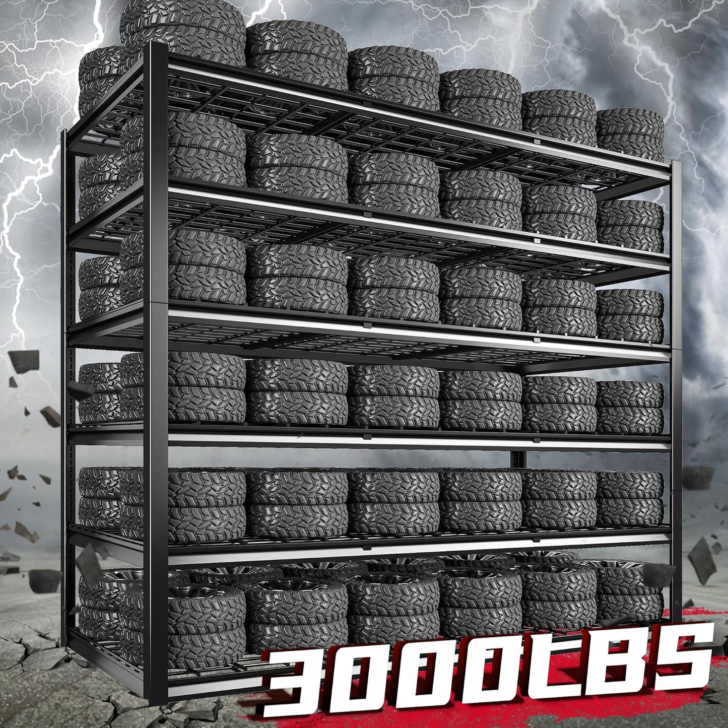 REIBII 60" W Garage Shelving, 3000LBS Storage Shelves, 6 Tier Heavy Duty Shelving, Adjustable Metal Shelving Units and Storage Rack for Warehouse, Pantry, Basement, 60" W x 84" Hx 24" D, 3 Pack