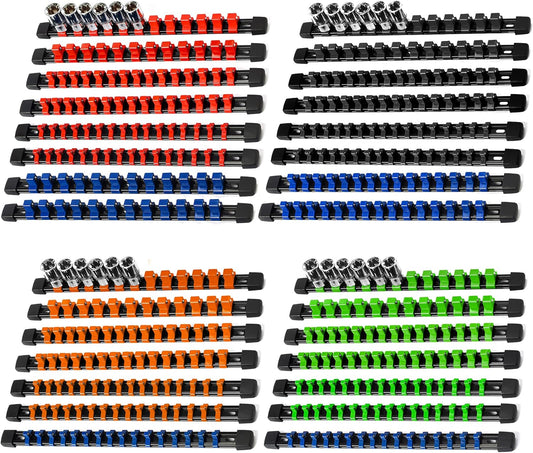 Socket Organizer Drive ABS Tools - Socket Holder, Premium Quality 30 Pieces Socket Holders Kit 1/4-Inch x 160 Clips, 3/8-Inch x 150 Clips, 1/2-Inch x 120 Clips（30PC,Mix-color)