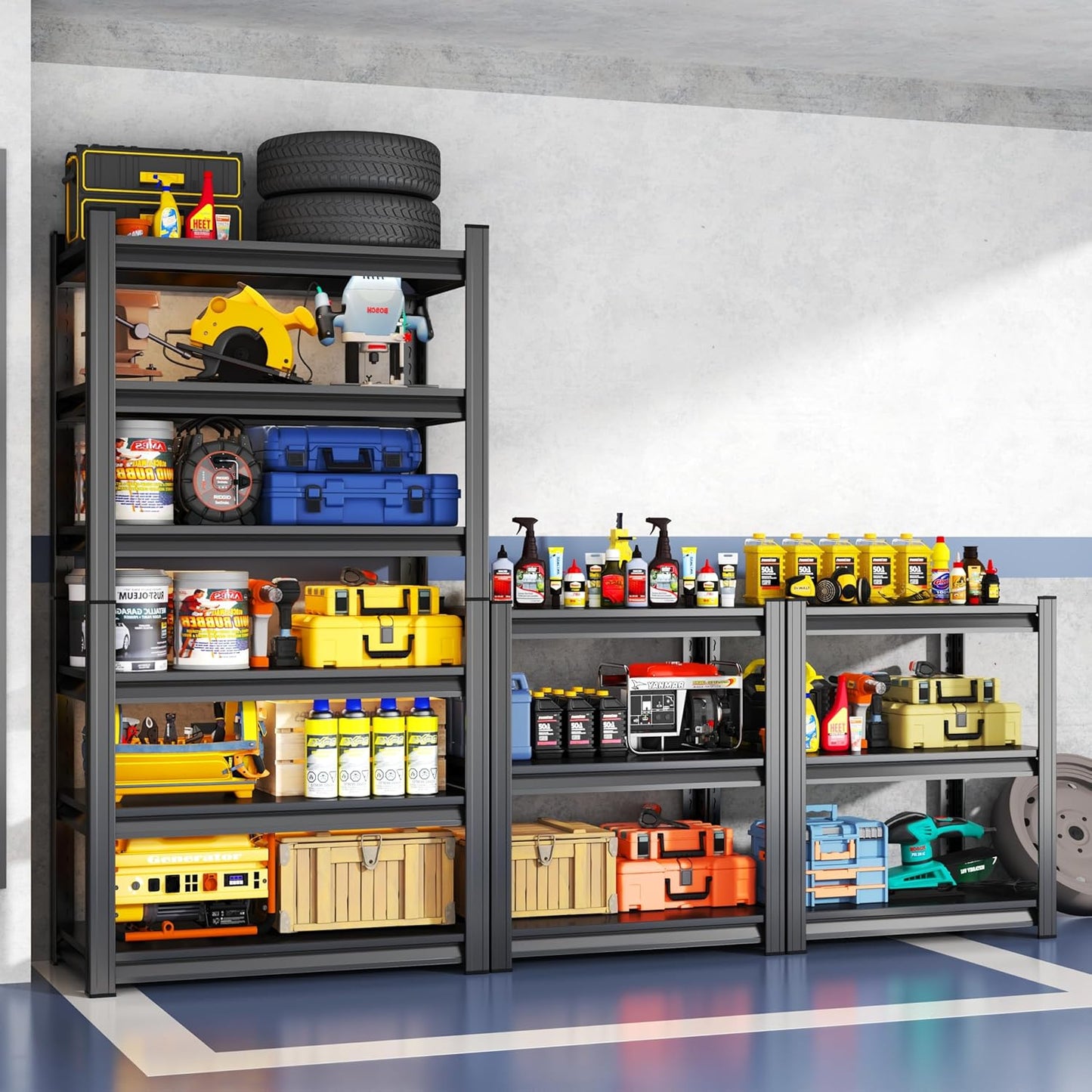 Storage Shelves, Garage Metal Shelving Unit 35"W x 18"D x 82"H, 6-Tier Adjustable, Double-Layer Column with Reinforced Ribs, Heavy-Duty, Capable of Bearing 3600 lbs for Garage, Warehouse, Kitchen