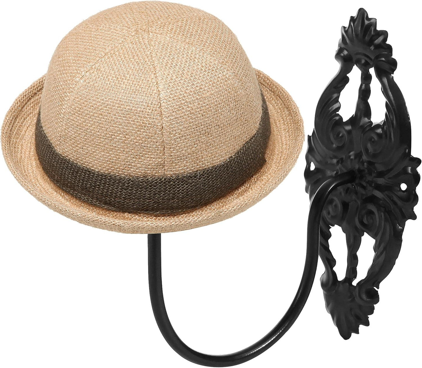MyGift Set of 2 Wall-Mounted Black Metal Hat & Wig Display Racks