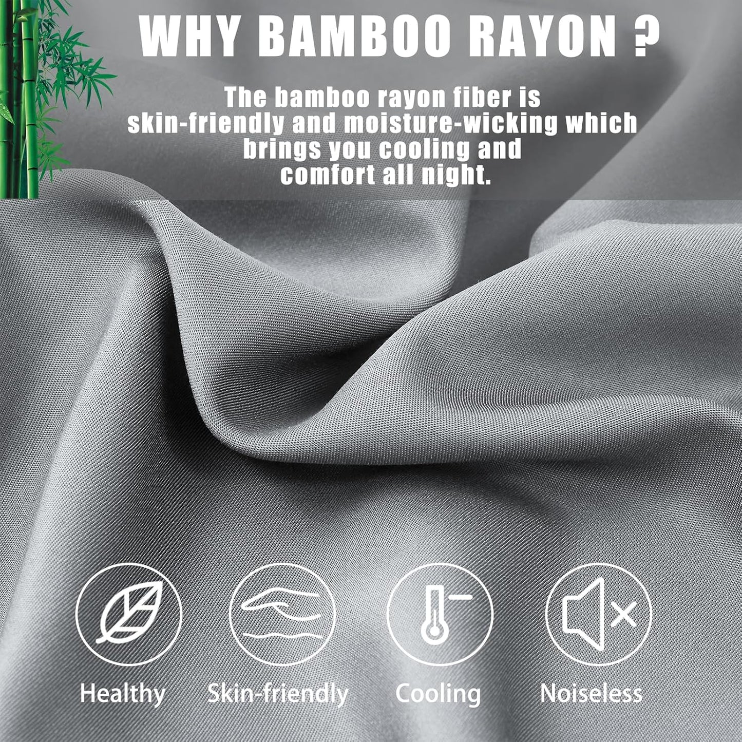 Body Cooling Pillow Cases Cover, Bamboo Rayon Pillowcases with Zipper Closure, Cool & Breathable Pillow Case for Hot Sleepers and Night Sweats, 20x54 inches, Sliver Grey