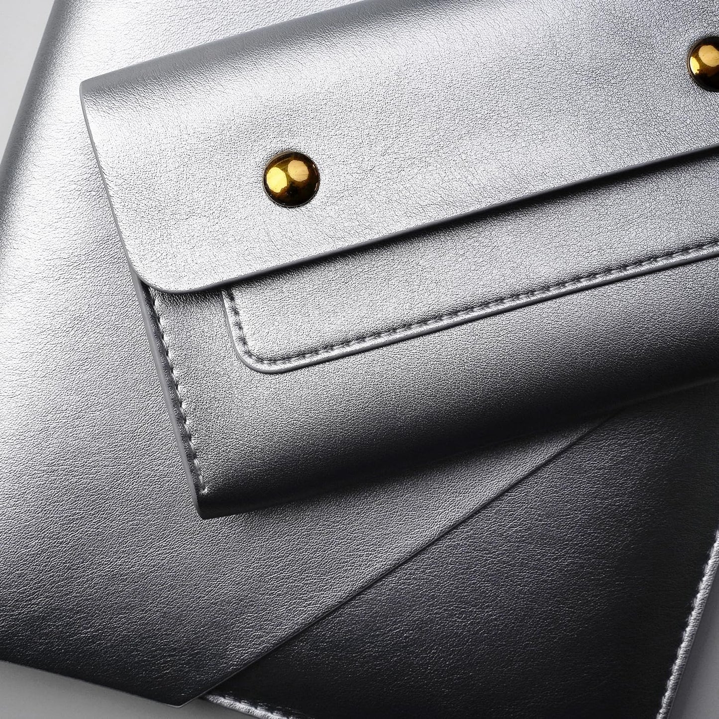 Laptop Sleeve Compatible with New 15.3 inch MacBook Air 2024 A3114 M3, Surface Laptop 15, Surface Book 13.5, Surface Laptop Studio with Small Pouch, Mouse Pad and Cord Holder Color Silver