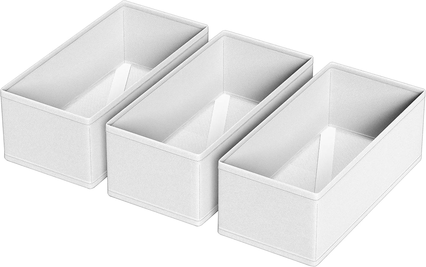 3 PACK Drawer Organizer Clothes，drawer Divider， Dresser Drawer Storage for Sock, Underwear, Bra，Panties，Belt, Tie, Stockings, Leggings & Accessories (White)